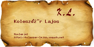 Koleszár Lajos névjegykártya